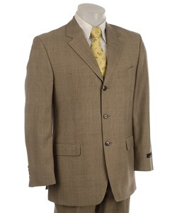 Jones New York Men's Tan Glen Plaid Wool Suit