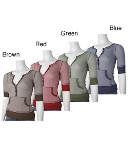 Energie Junior Girl's 3/4-sleeve Button Thermal Top