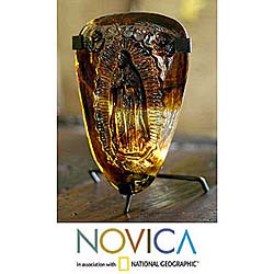 'Amber Light of Guadalupe' Glass Candleholder (Mexico)