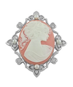 Sterling Silver Pink Lady Cameo Brooch