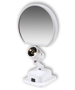 Battery/ AC Powered Lighted 9X Swivel Travel Mirror