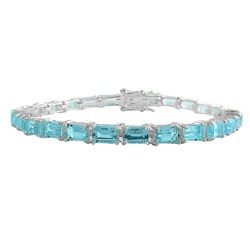 Sterling Silver Emerald-cut Blue Topaz Bracelet
