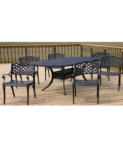 Nassau Black 7-piece Patio Dining Furniture Set
