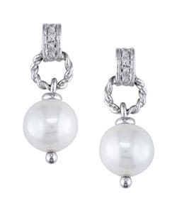 10k Gold FW Pearl and Diamond Earrings (9-10mm)
