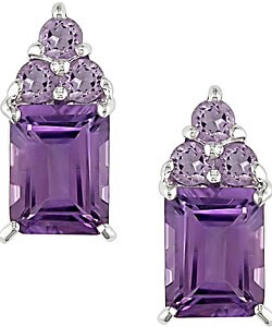 Sterling Silver Amethyst and Rose de France Earrings