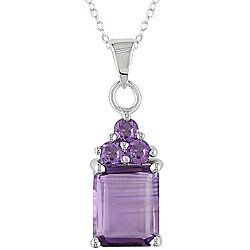 Sterling Silver Amethyst and Rose de France Necklace