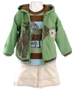 Baby Togs Boy's Green 3-piece Shorts Set