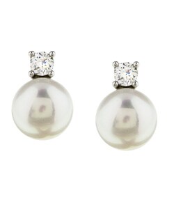 Sterling Freshwater Pearl Cubic Zirconia Earrings