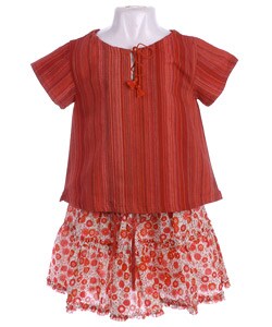 Isabel Garreton Girl's 2-piece Red/ Striped Skirt Set