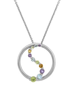 Sterling Silver Multi-gemstone Journey Necklace