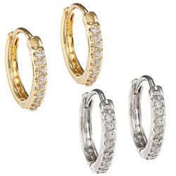 Goldtone Hoop CZ Earrings