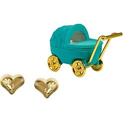 14k Gold Diamond-cut Heart Stud Earrings