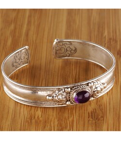 Silver with Oval Amethyst Bracelet (Nepal)