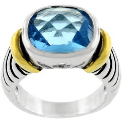 Two-tone Designer-inspired Blue CZ Ring