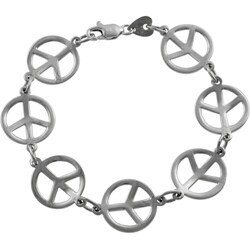 High Polished Sterling Silver Peace Symbol Bracelet