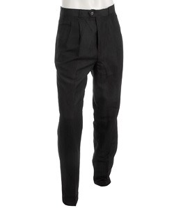 Oleg Cassini Men's Black Linen Double Pleat Pants