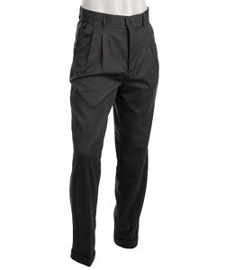 Oleg Cassini Men's Grey Double-pleated Pants