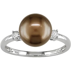 14k White Gold Brown Tahitian Pearl Ring