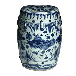 Fish Motif Chinese Porcelain Stool (China)