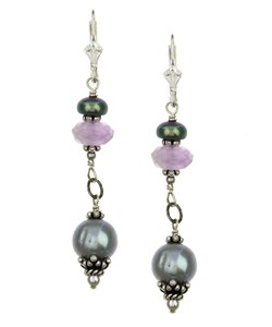 Sterling Silver Cape Amethyst and Pearl Earrings