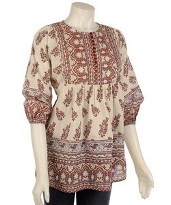 Chaudry Women's 3/4-sleeve Paisley Hippie Shirt