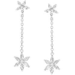 Sterling Silver CZ Dangling Flower Earrings
