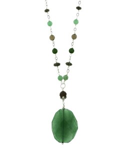 Charming Life Silver Green Aventurine and Smokey Quartz Necklace