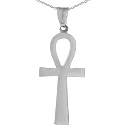 Sterling Silver Plain Flat Egyptian Ankh Necklace