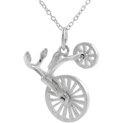 Silver Moveable Old Fashion Bicycle Necklace