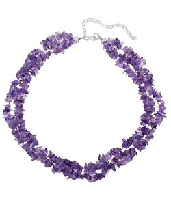 Sterling Silver 3-Strand Amethyst Chip Necklace