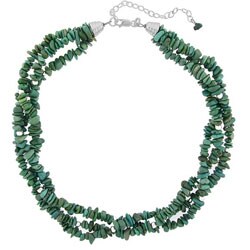 Sterling Silver 3-strand Turquoise Chip Necklace