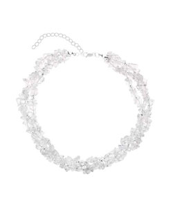 Sterling Silver 3-strand Crystal Chip Necklace