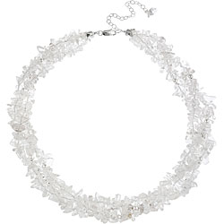 Sterling Silver 3-strand Crystal Chip Necklace