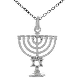 Sterling Silver High Polished Menorah Necklace