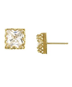 14k Yellow Gold Cubic Zirconia Stud Earrings