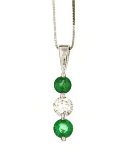 14k Gold Emerald and 1/3ct TDW Diamond Necklace