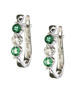 14k Gold Emerald and 1/4ct TDW Diamond Earrings
