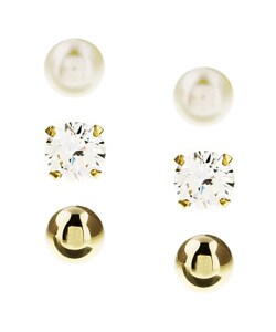 14k Yellow Gold Stud Earring Set