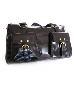 Perlina Double Pocket Black Satchel