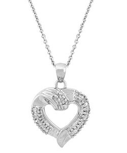 Sterling Silver 1/4ct TDW Diamond Heart Necklace (J, I2)
