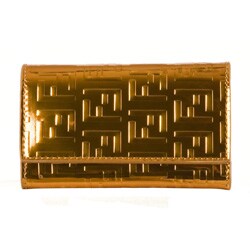 Fendi Orange Laminated Leather Logo Key Case