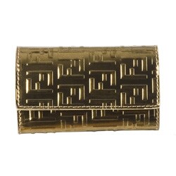Fendi Gold Laminated Leather Logo Key Case