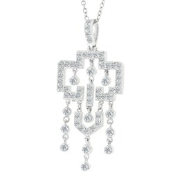 Silvertone Cubic Zirconia Cross Pendant