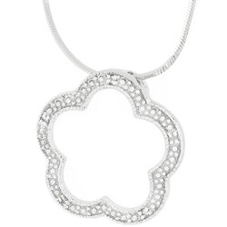 Sterling Silver Diamond Chip Flower Necklace