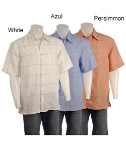 Visitor Men's Whipstitch Grid Linen Sport Shirt