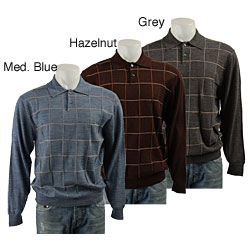 Visitor Poeta Moda Men's Grid Pattern Polo Sweater