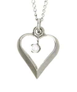 Sterling Silver Cubic Zirconia Heart Necklace