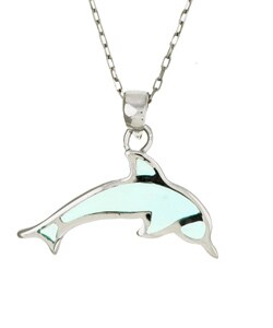 Sterling Silver Blue Dolphin Necklace