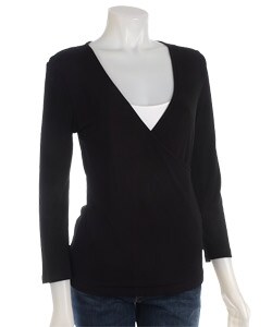 DKNY Women's Surplice Front Long-sleeve Top