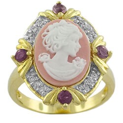 14k Goldplated Silver CZ Cameo Ring
